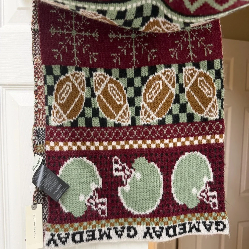 NWT Anthropologie Mariel Scarf Icon Edition Game Day Knit Winter